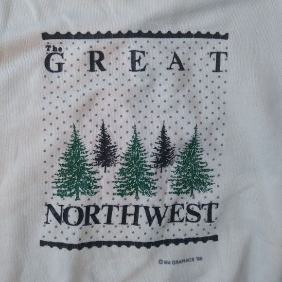 Vintage 80s The Great Northwest Evergreens Crewneck Sweatshirt - Picture 1 of 7